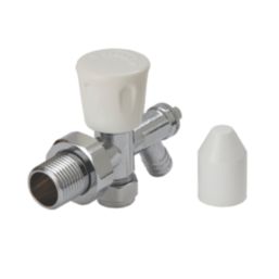 Flomasta  10mm x 21mm White/Chrome Angled Modern Manual Radiator Valve Head & Body With Drain Off
