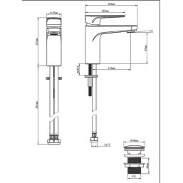 Swirl Caldew Silver 151mm Standard Round Head Mono Basin Mixer Tap  With Clicker Waste