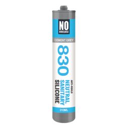 No Nonsense 830 Anti-Mould Neutral Sanitary Silicone Sealant Cement Grey 310ml