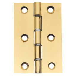 Polished Brass  Washered Butt Hinges 76mm x 51mm 2 Pack