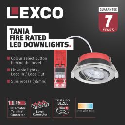 Lexco Tania Tilt  Fire Rated LED Downlight Polished Chrome 6W 600lm