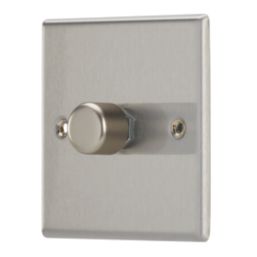 Contactum iConic 1-Gang 2-Way  Dimmer Switch  Brushed Steel