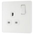 British General Evolve 13A 1-Gang SP Switched Socket Pearlescent White  with White Inserts
