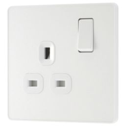 British General Evolve 13A 1-Gang SP Switched Socket Pearlescent White  with White Inserts