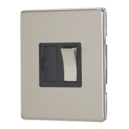 Contactum Lyric 13A Switched Fused Spur  Brushed Steel with Black Inserts