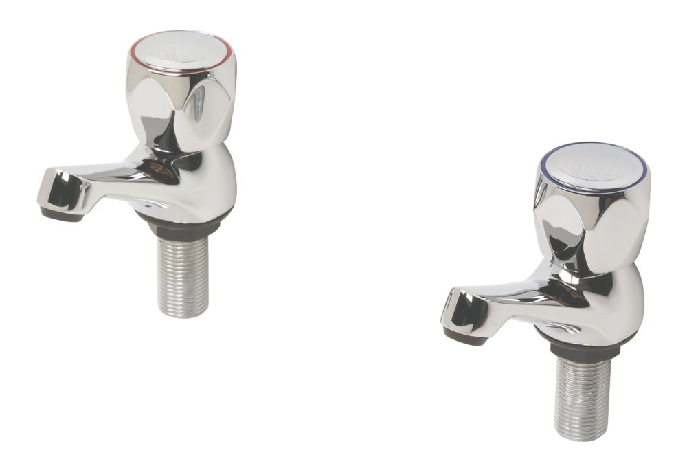 Swirl Contract Metal Head Bathroom Basin Taps Chrome 1 Pair Screwfix
