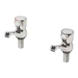 Swirl Contract Chrome 65mm Cloakroom Round Head 2 Tap Holes Basin Pillar Tap