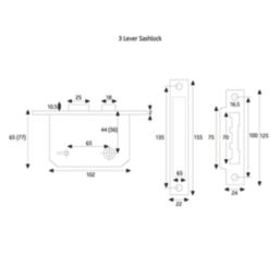 ERA  3 Lever Chrome Effect Mortice Sashlock 64mm Case - 44mm Backset