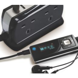 Masterplug 13A 4-Gang Unswitched Surge-Protected Extension Lead + 2.1A 2-Outlet Type A USB Charger Gloss Black 1m