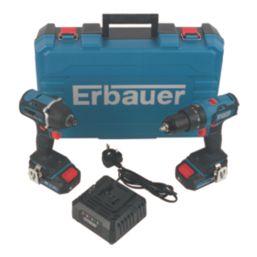 Erbauer EID18-Li / ECD18-Li-2 18V 2 x 2.0Ah Li-Ion EXT Brushless Cordless Twin Pack