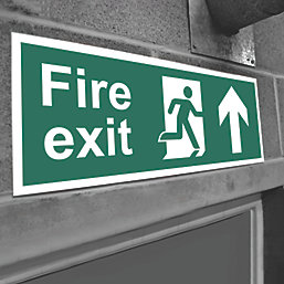 Non Photoluminescent "Fire Exit Man Up Arrow" Sign 150mm x 400mm