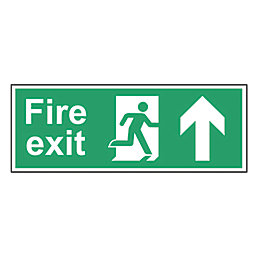 Non Photoluminescent "Fire Exit Man Up Arrow" Sign 150mm x 400mm