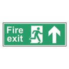 Essentials  Non Photoluminescent "Fire Exit Man Up Arrow" Sign 150mm x 400mm