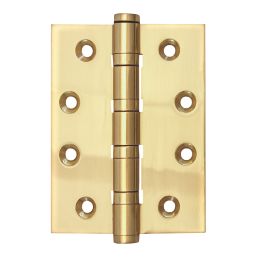 Smith & Locke Polished Brass  Ball Bearing Hinges 100mm x 74.5mm 2 Pack