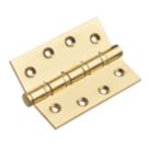 Smith & Locke Polished Brass  Ball Bearing Hinges 100mm x 74.5mm 2 Pack