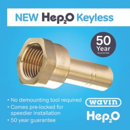 Hep2O  Plastic Push-Fit Adapting Keyless Spigot Female Coupler 15mm x 1/2"