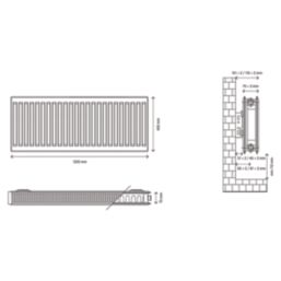 Flomasta 400mm x 1200mm 3918BTU White Type 21 Convector Radiator
