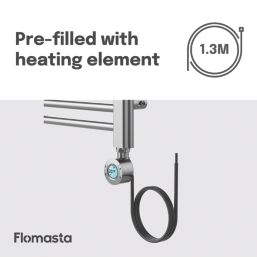 Flomasta 800mm x 500mm 853BTU Chrome Curved Electric Towel Radiator