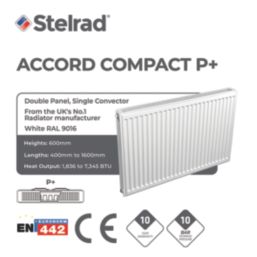 Stelrad 600mm x 1000mm 4292BTU White Type 21 Convector Radiator