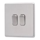 Arlec  10A 2-Gang 2-Way Light Switch  Stainless Steel