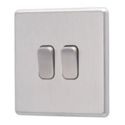 Arlec  10A 2-Gang 2-Way Light Switch  Stainless Steel