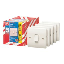 MK Logic Plus 10AX 1-Gang 1-Way Light Switches  White  5 Pack