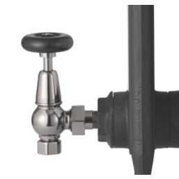 Arroll UK-20 15mm x 1/2" Black Nickel Angled & L/S Traditional Manual Radiator Valve & Lockshield