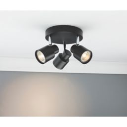 Knightsbridge  Round 3-Light Triple GU10 Ceiling Spotlight Matt Black