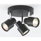 Knightsbridge  Round 3-Light Triple GU10 Ceiling Spotlight Matt Black