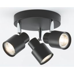 Knightsbridge  Round 3-Light Triple GU10 Ceiling Spotlight Matt Black