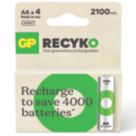 GP Batteries Recyko Rechargeable AA 1.2V Ni-MH Batteries 4 Pack