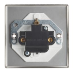 Contactum iConic 2A 1-Gang Unswitched Round Pin Socket Brushed Steel with White Inserts