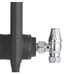 Arroll UK-18 15mm x 1/2" Chrome Angled Traditional Thermostatic Radiator Valve & Lockshield