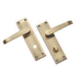 Designer Levers Victorian Fire Rated Long Straight Lever Bathroom Door Handle Pair Antique Brass