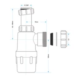 Viva Adjustable 40mm Sink or Urinal Magna 1½" Telescopic Bottle Trap
