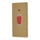 Contactum Lyric 45A 1-Gang DP Control Switch Brushed Brass with Neon with White Inserts