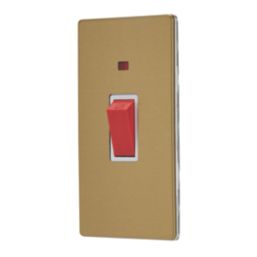 Contactum Lyric 45A 1-Gang DP Control Switch Brushed Brass with Neon with White Inserts