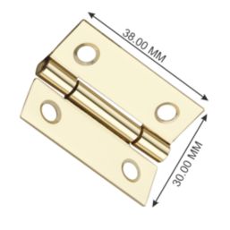 Smith & Locke Polished Brass  Door Hinge 38mm x 30mm 2 Pack