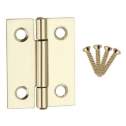 Smith & Locke Polished Brass  Door Hinge 38mm x 30mm 2 Pack