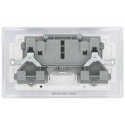British General Nexus Metal 13A 2-Gang DP Switched Plug Socket Polished Chrome  with White Inserts