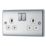 British General Nexus Metal 13A 2-Gang DP Switched Plug Socket Polished Chrome  with White Inserts