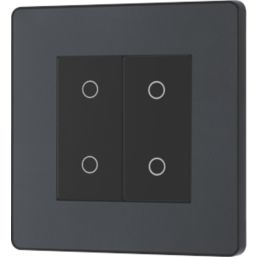 British General Evolve 2-Gang 2-Way LED Double Secondary Touch Trailing Edge Dimmer Switch  Grey with Black Inserts