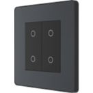 British General Evolve 2-Gang 2-Way LED Double Secondary Touch Trailing Edge Dimmer Switch  Grey with Black Inserts