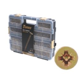 Turbo  PZ Double-Countersunk Woodscrews Trade Case 1400 Pcs