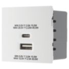 British General Euro Module Modular 3A 45W 2-Outlet Type A & C USB Socket White