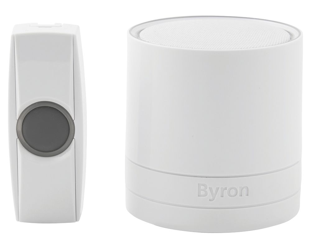Byron BatteryPowered Wireless Door Chime Kit White Screwfix