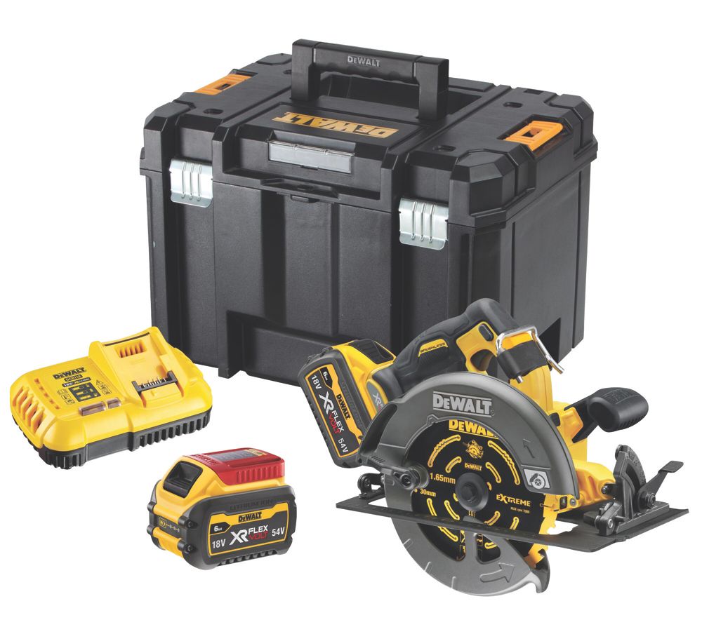 DeWalt DCS578T2 GB 190mm 54V 2 x 6.0Ah Li Ion XR FlexVolt Brushless Cordless Circular Saw Screwfix