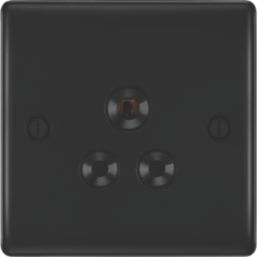 British General Nexus Metal 5A 1-Gang Unswitched Round Pin Socket Matt Black with Colour-Matched Inserts