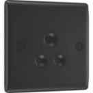 British General Nexus Metal 5A 1-Gang Unswitched Round Pin Socket Matt Black with Colour-Matched Inserts