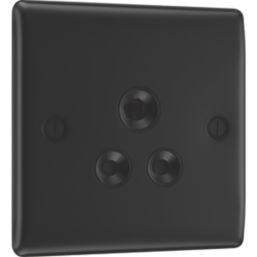 British General Nexus Metal 5A 1-Gang Unswitched Round Pin Socket Matt Black with Colour-Matched Inserts